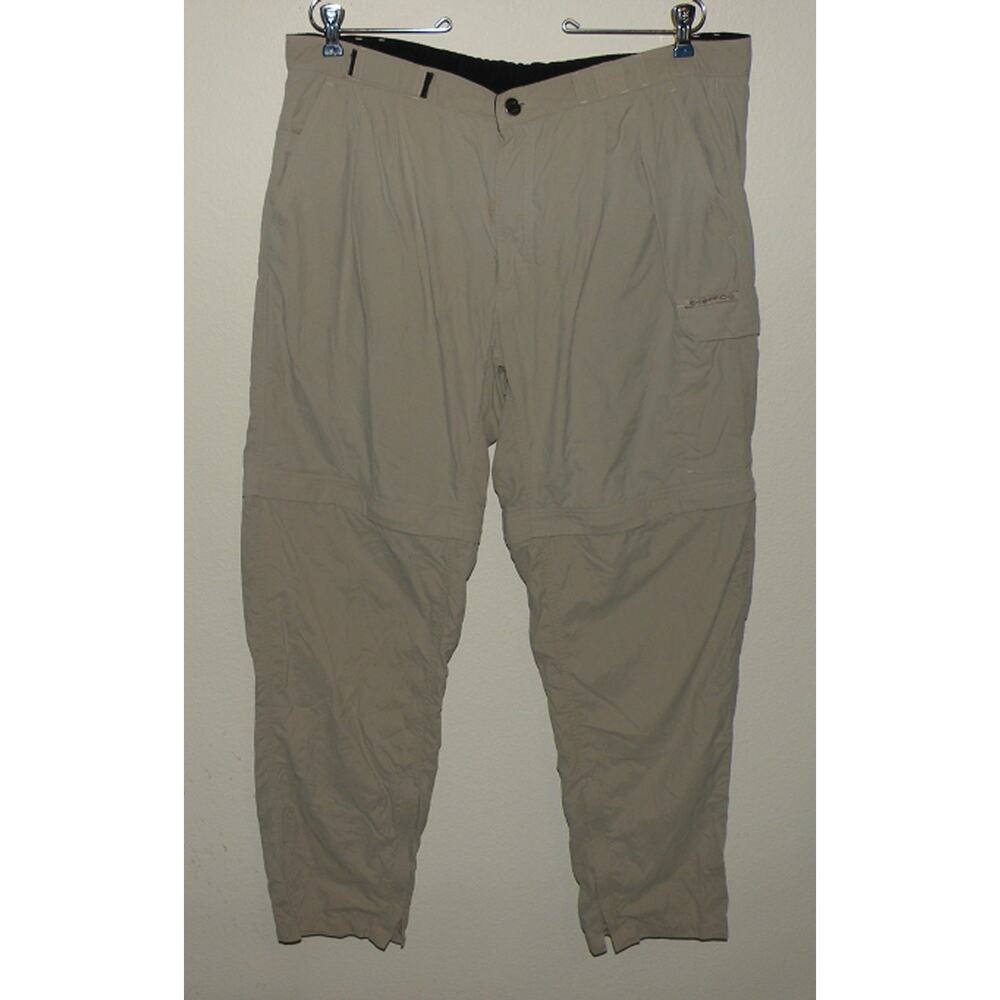 ExOfficio Men’s Large Convertible Nylon Hiking Cargo Pants Tan Zippers Up Legs